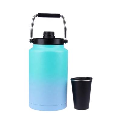 China Durable Custom Stainless Steel Insulated 1 Half Gallon Size Water Jug Beer Shaker Using It At The Gym Beach for sale