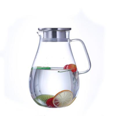 China 2018 Sustainable Customize LogoTea Pitcher Glass Water Carafe With Stainless Steel Flow Lid for sale