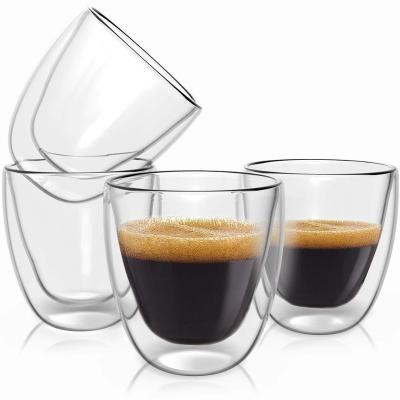 China Eco-friendly Reusable Maker 80ml 250ml 350ml 450ml Double Wall Coffee Drinking Glass Cup for sale