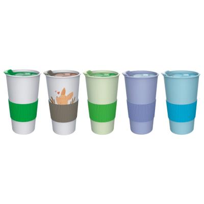 China Sustainable Eco Friendly Silicone Grips Stand Fiber Bamboo Coffee Cup Mug for sale