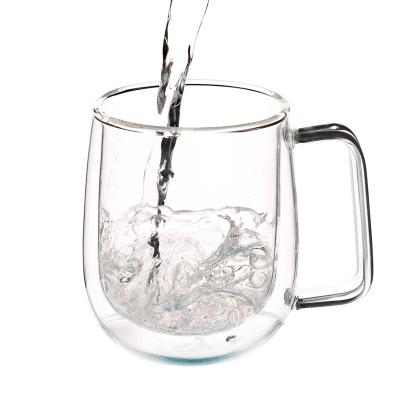 China OEM High Borosilicate 300ml Sustainable Custom Double Wall Glass Mug For Coffee for sale