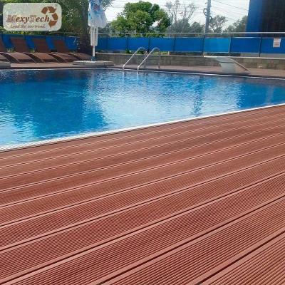 China China New Technology Eco-friendly Teak Plastic Decking Wood Grain Composite Decking Outdoor Swimming Pool Decking for sale