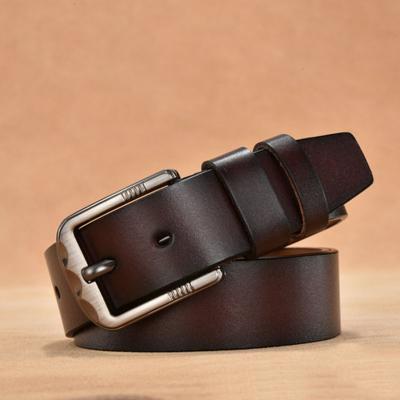 China Cow Hide Genuine Leather Belt Pin Buckle Waist Strap Belts Men's Casual Dress for sale