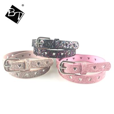 China Hot Fashion.Casual black bling lover punching lovely kids girl belts for sale