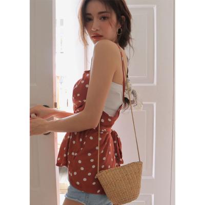 China Beach 2019 Summer Straw Bag Fashion Women Handbag Shoulder Bag Beach Style Grass Raffia Stylish Casual Bag for sale