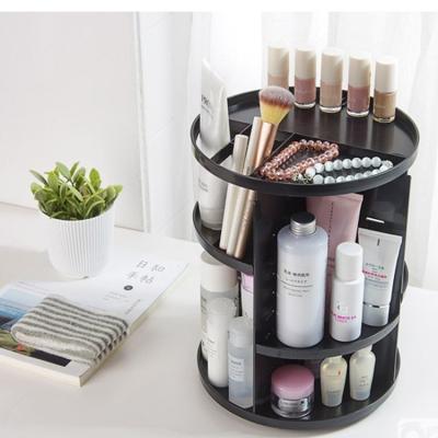 China 360 Degree Sustainable Revolving Cosmetic Case Round Skin Care Jewelry Storage Boxfoldable Makeup Organizer for sale