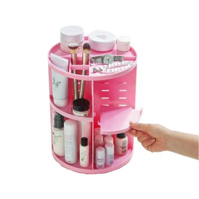 China Sustainable Plastic Makeup Organizer 360 Rotating Makeup Storage Organizer Lipstick Frame Cosmetic Case for sale