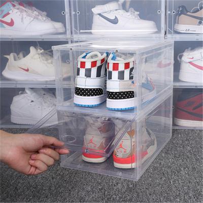 China TL5689 Folding Shoe Boxes Clear Plastic Storage Box Stackable Transparent Boxes For Shoes for sale