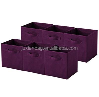 China Sustainable Household Storage Cube Basket Nonwoven Collapsible Bin Set Of 6 for sale