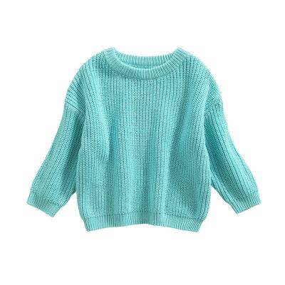 China Custom kids anti-shrink sweater cotton outwear chunky crew neck knit pullover sweater for sale