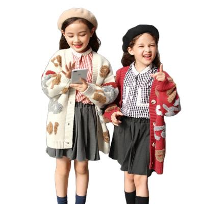 China New Design Older Kids Girl Sweater Anti-shrink Custom Cardigan Jacquard Child Knit Chunky Winter Knit Sweater for sale