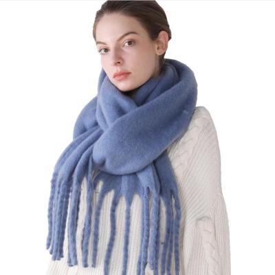 China Long 2022 Winter Women And Men Scarves Custom Knitted Shawls With Fringe Scarf for sale