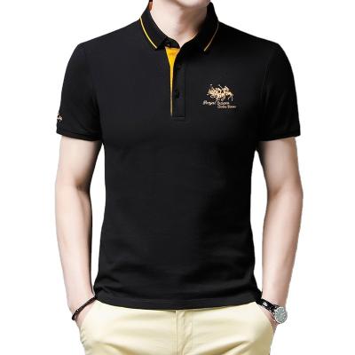 China Custom Anti-Wrinkle Cotton Contrast Lapel T-shirt Luxury Top Mens 100% Polo Shirt For Man for sale