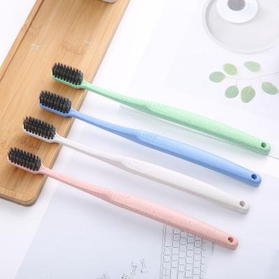 China 2021 Wheat Straw Bamboo Charcoal Bristle Eco-friendly Biodegradable Wheat Straw Toothbrush for sale