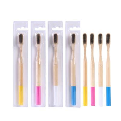 China 100% natural eco-friendly colorful bamboo toothbrush with logo in cheap price for sale