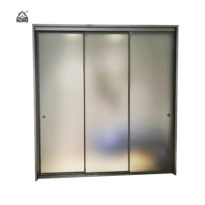 China Sound Insulation Frosted Glass Steel Double Side Sliding Glass Door Aluminum Sliding Door for sale