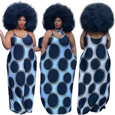 China 2021 Ladies Breathable Casual Sleeveless Dot Wave Printing Dress Street Daily Wear Plus Size Hot Seller Latest Dress Design for sale