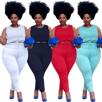 China 2021 fashion QUICK DRY plus size casual solid color two piece sets women clothing summer two piece pants set women clothes for sale