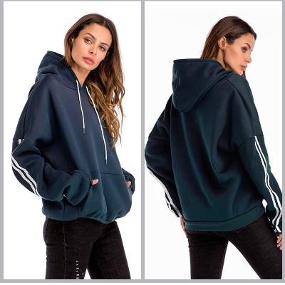 China 2021 Viable Hot Selling Hooded Sweatshirt Drawstring Plus Velvet Sheath Loose Long Solid Color Women's Clothing Winter for sale