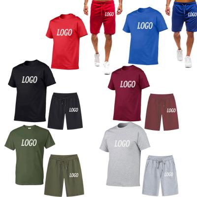 China Logo New Arrival Mens Breathable Sweatsuit Custom Sets Short Sleeve Shirt Sports Tracksuit 2 Two Piece Pants Sets 2021 Summer Mens Clothing for sale