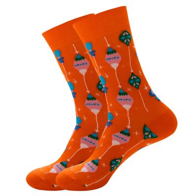 China 2021 New Christmas Winter Socks Winter QUICK DRY Pattern Cotton Christmas Printing Warm Orange Socks for sale