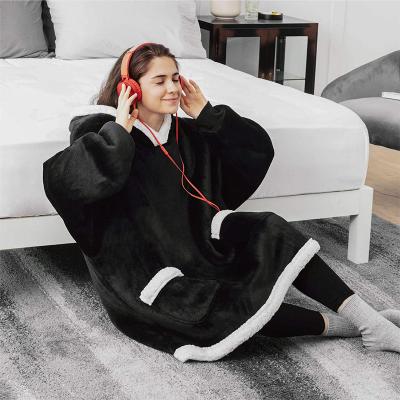 China Oversized Soft Adult Portable Blanket Sweatshirt Anti-Wrinkle Sherpa Fleece TVHoodie Online Data Entry Home Worker Worker Plaid Blanket for sale