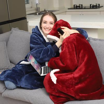 China Anti-Wrinkle Online Data Entry Home Work Worker Home Work TV Worker Hoodie Fleece Blanket Customized Plush Sherpa Fleece Wearable Hoodie Blanket for sale