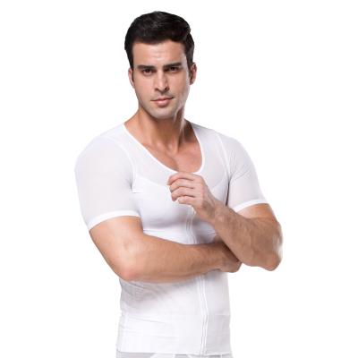 China QUICK DRY Men's Body Shaper Slimming Shirt Belly Waist Vest Lose Weight Shirt, Men's Elastic Sculpting Short Sleeve for sale