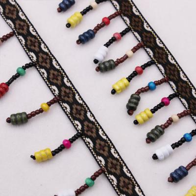 China Viable Retro Popular Wooden Beads Pendants Handmade Nail Beads Lace Up DIY National Style Clothing Shoes Accessories Strap for sale