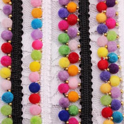 China National New Arrival Viable Style Ribbon Color Ball Hand Nailed Pearl Lace DIY Clothing Accessories for sale