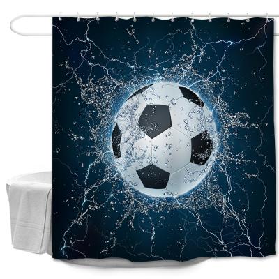 China Viable Upgrade Design Decor Shower Curtain Football Digital Printed High Quality Bathroom Curtain for sale