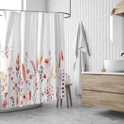 China Water Proof Eco-Friendly Cheap Polyester Classic Flower Picture Shower Curtain For Commercial Bathroom Buyer Hotels Design S for sale