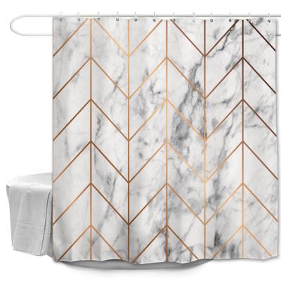 China Viable Custom Design Geometric Series Bathroom Shower Curtain Printing Waterproof Polyester for sale