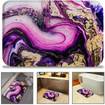 China Sustainable Custom Printed Purple Marble Bath Covers For Bathroom Foam Bath Cover Soft Non Slip Washable Bath Mats Carpet for sale