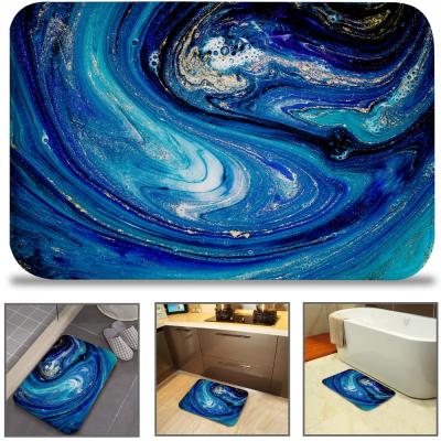 China Sustainable Custom Printed Blue Marble Bath Covers For Bathroom Foam Bathroom Soft Cover Non Slip Washable Bath Mats Carpet for sale