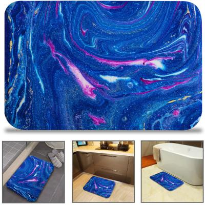 China 2020 Hotsale Blue Marble Bath Covers Viable For Soft Non Slip Cover Washable Bathroom Foam Bath Mats Carpet for sale