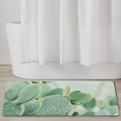 China Custom Washable Absorbent Diatomite Printed Bath Mat Viable Size Long Size Cactus Rugs for sale