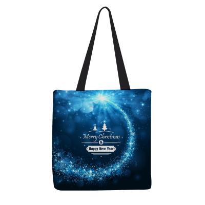 China Hot Shopping Handled Tote Bag With Custom Blue Star Christmas Sale Canvas Logo for sale