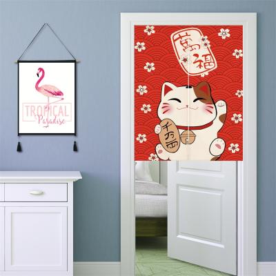 China 2020 Classic Blackout Fashion Fortune Cat Half Hanging Decorative Door Curtain For Kitchen for sale