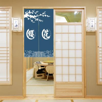 China 2020 Classic Blackout Fashion Blue Sakura Half Hanging Decorative Door Curtain For Kitchen for sale