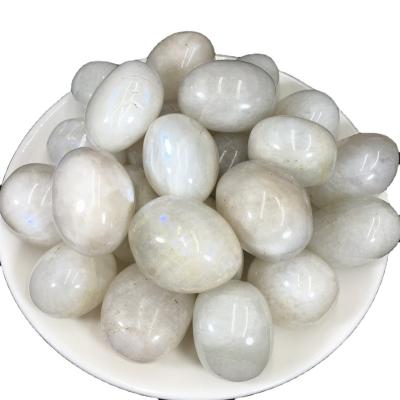 China Wholesale Energy 7 Chakra China Rose Quartz Rolling Stone Yoga Stone Low Price Crystal White Moon Stone for sale