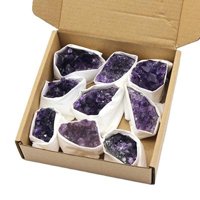 China Wholesale Bulk Natural Amethyst Rose Quartz Geode Group Raw Stone Gift Box From China for sale