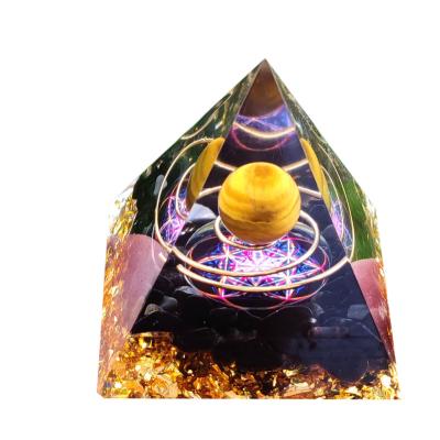 China Wholesale Natural Orgonite Pyramid China Quartz Crystal Gravel Drop Resin Energy Circle Tree of Life for sale