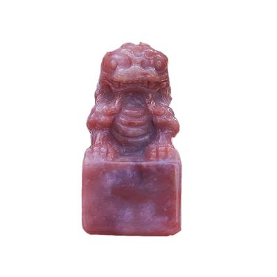 China China Rose Quartz Bulk Natural Processing Wind Lion Seal Chinese Halloween Gift for sale