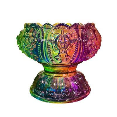 China Wholesale China Lotus Lamp Colorful Auspicious Holder Cup Glass Cup Good Luck Gift for sale