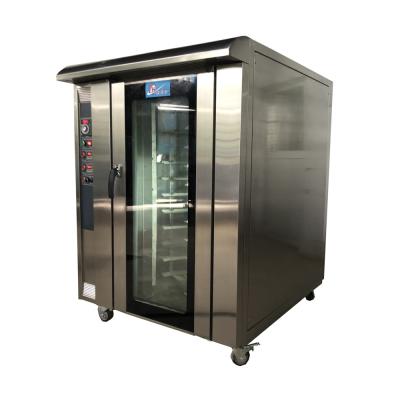 China High Efficiency Industrial Bread Baking Oven 12 Tray Convection Rotary Oven With Trolley for sale