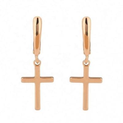 China TRENDY Vintage Jewelry Women Huggie Earring Dangle Drop Cross Cross Rose Gold Plated 18k Gold Brass Metal Huggie Earring for sale