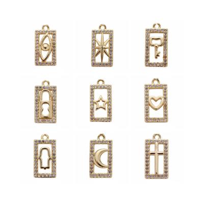 China TRENDY Classic Design Gold Plated Brass Christian Charm Pendants Mixed CZ Cross Pendants For DIY Necklace Bracelet Earrings Making for sale