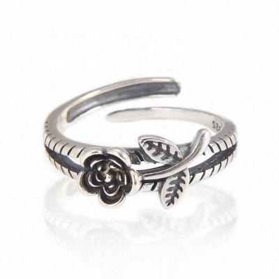 China Trendy Rose Flower Shape Ring Zircon 925 Silver Jewelry Engagement Wedding Ring Fashion Ring for sale