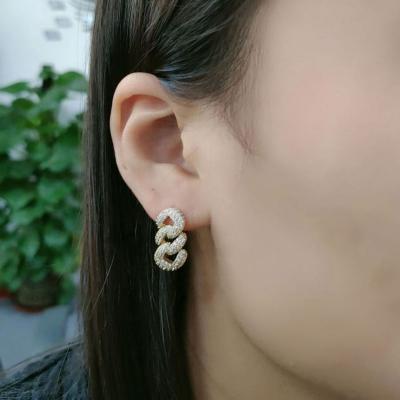 China 2022 FASHIONABLE S925 Sterling Silver Zircon Jewelry Earrings Three Layers Threader Earrings for sale